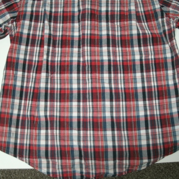 Oshkosh Boys Shirt Button Down Plaid Red Navy Long Sleeve Size 5 - Picture 8 of 10